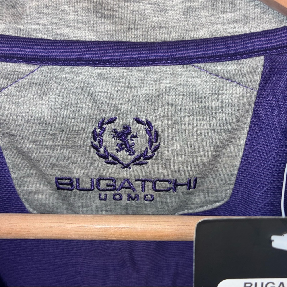 Bugatchi Men's Purple and Gray 1/4 Zip Golf Polo NWT - Picture 3 of 9